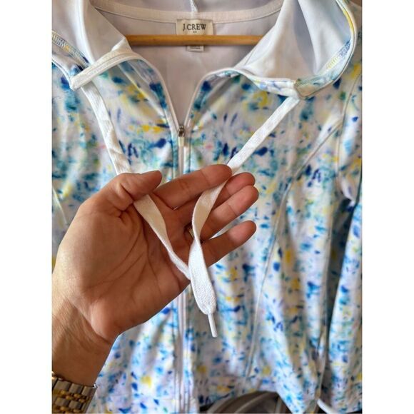 J. Crew Tie Dye Print Zip Front Active Hooded Sweatshirt Size Medium - Picture 5 of 10